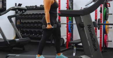 Women in a Treadmill with Weights